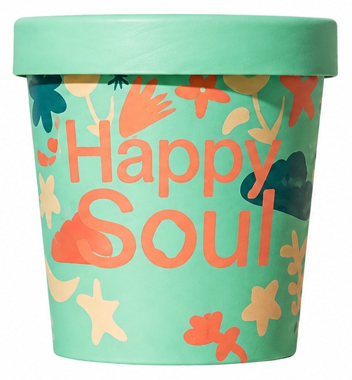 Pote de 100 ml de Happy Soul sabor Chocolate, tapa verde menta